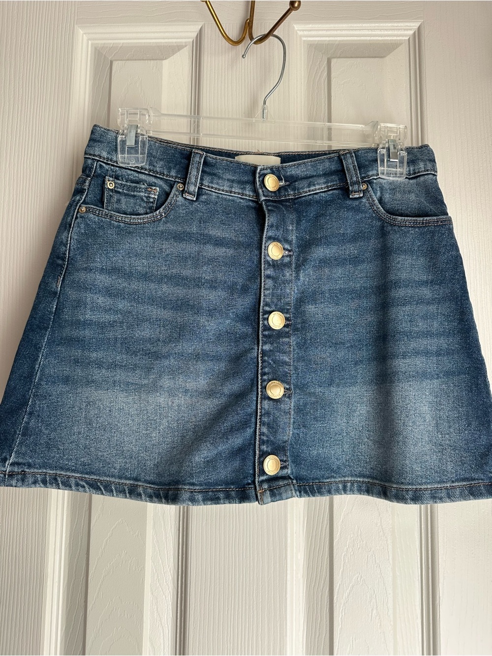 Girls DL1961 Button-Front A-Line Denim Jenny Skirt Mini Size 16
